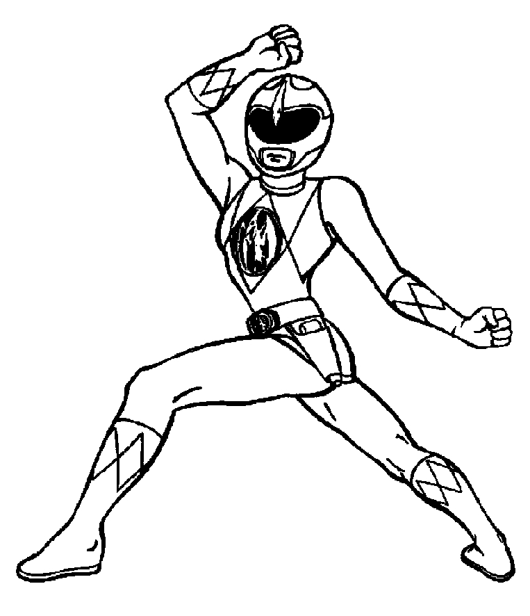 Coloriage des Power Rangers en action dans un décor urbain