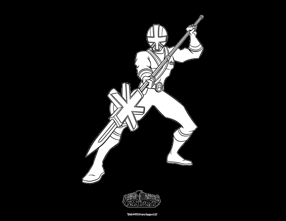 Coloriage de Power Rangers en pleine action face à des ennemis