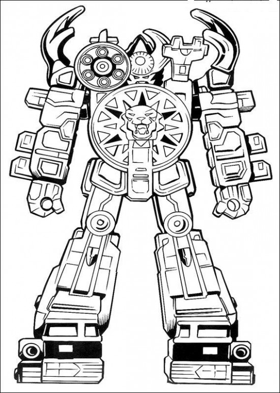 Coloriage des Power Rangers en action avec des monstres