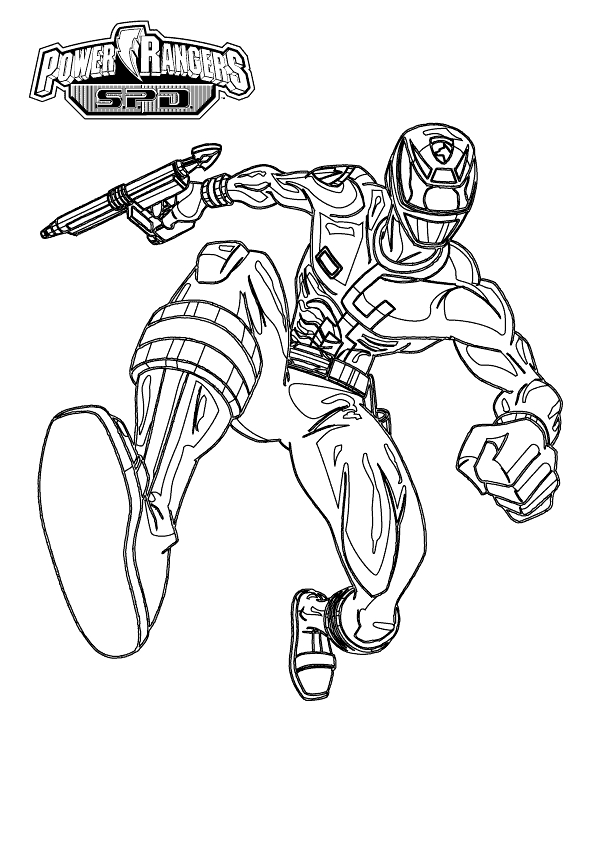 Coloriage des Power Rangers en pleine action contre un monstre