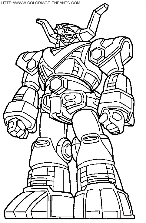 Coloriage des Power Rangers en pleine action contre un ennemi