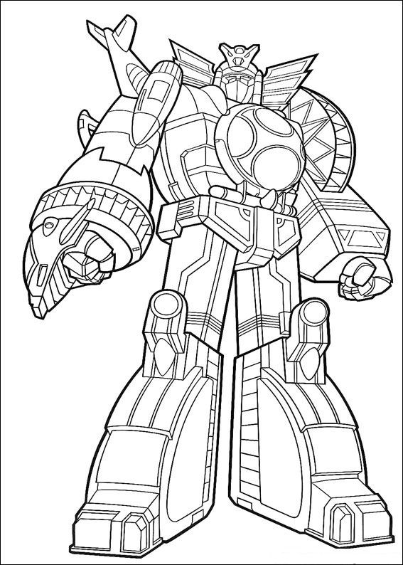 Coloriage de Power Rangers en pleine action dans un cadre dynamique