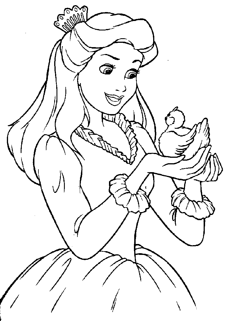 Coloriage d'une princesse dans un cadre royal avec un château en arrière-plan