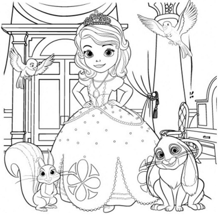Coloriage d'une princesse dans un jardin fleuri Coloriage d'une princesse dans un jardin fleuri