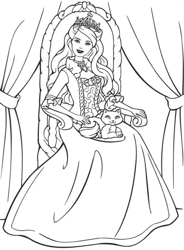 Coloriage d'une princesse dans un décor de château