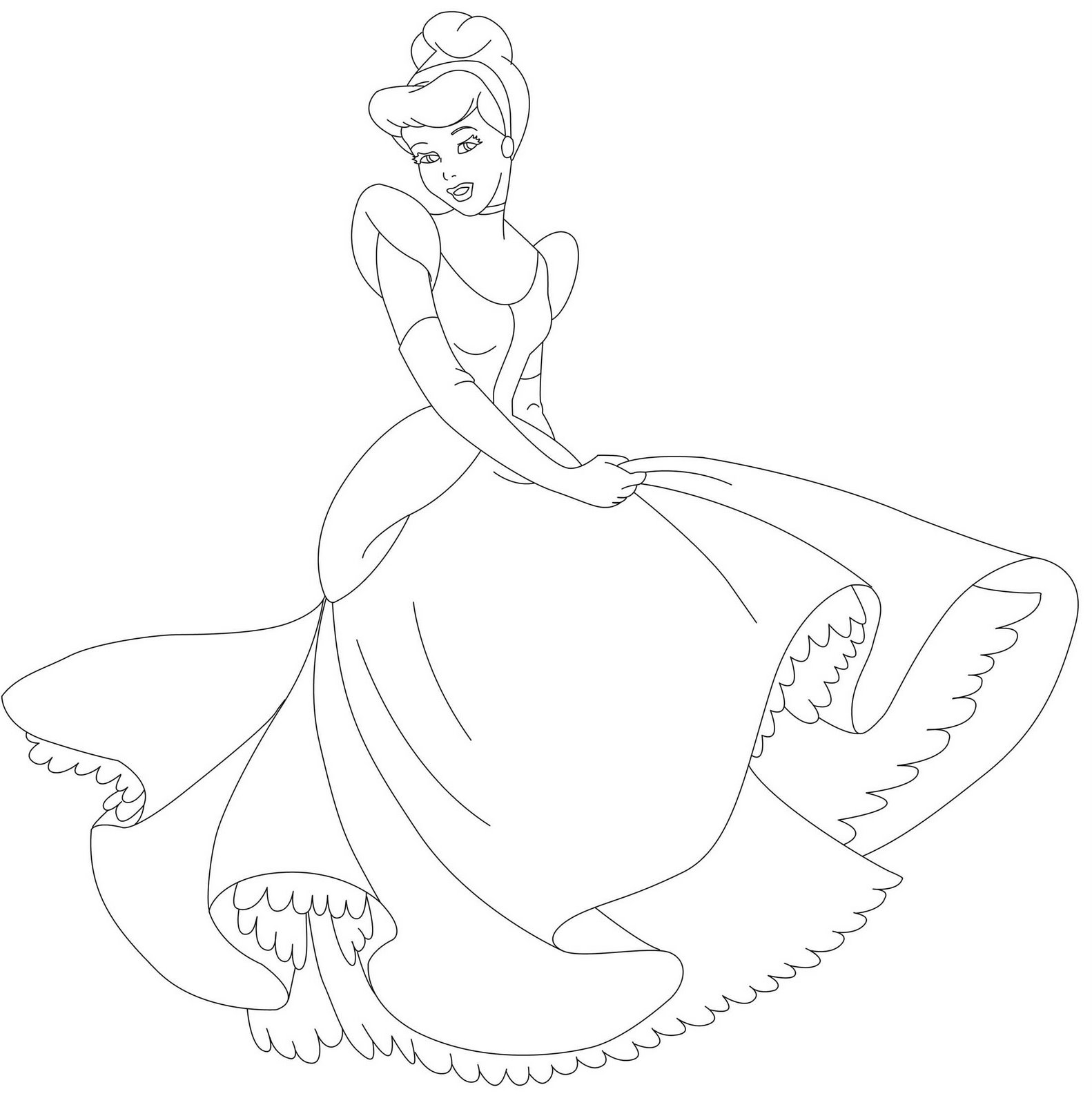 Coloriage d'une princesse dans un jardin fleuri