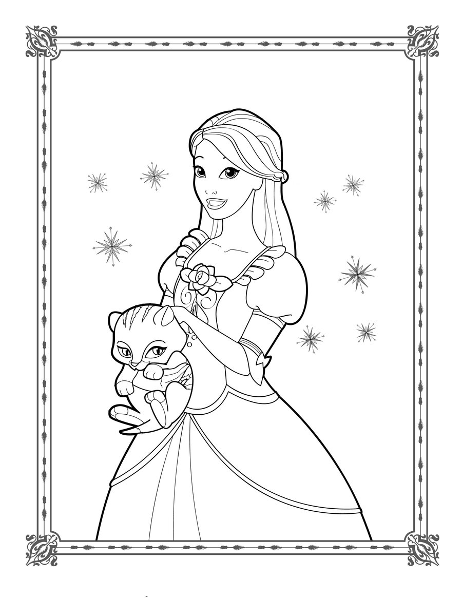 Coloriage d'une princesse dans un jardin fleuri