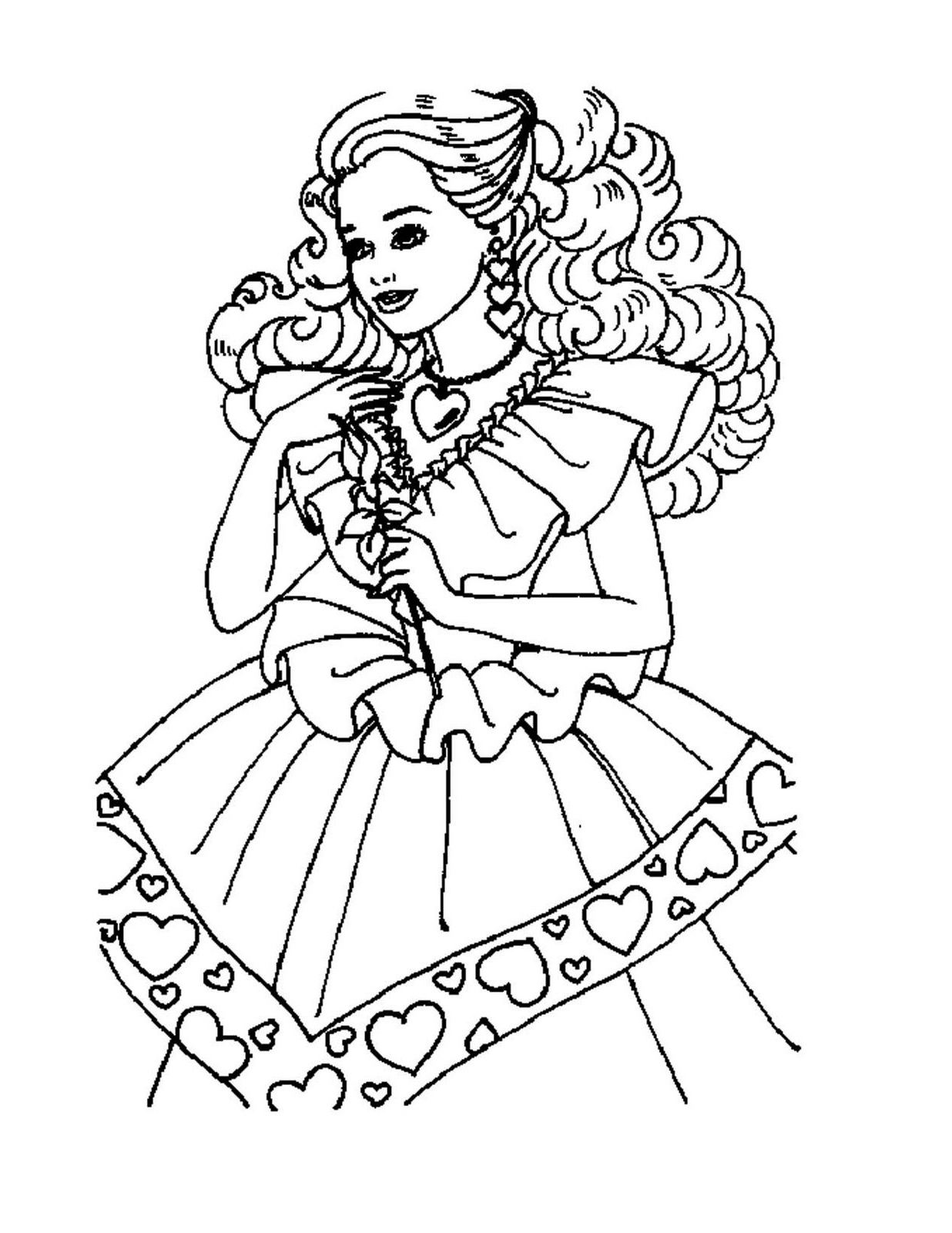 Une princesse élégante tenant une rose dans un jardin Une princesse élégante tenant une rose dans un jardin