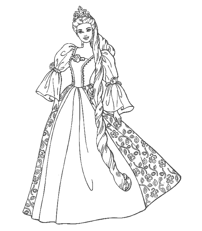 Coloriage d'une princesse dans un jardin fleuri Coloriage d'une princesse dans un jardin fleuri