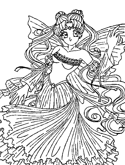 Coloriage d'une princesse dans un jardin fleuri