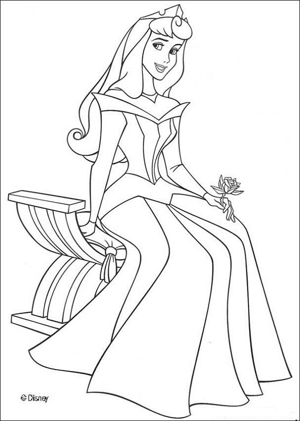 Coloriage d'une princesse dans un jardin enchanteur