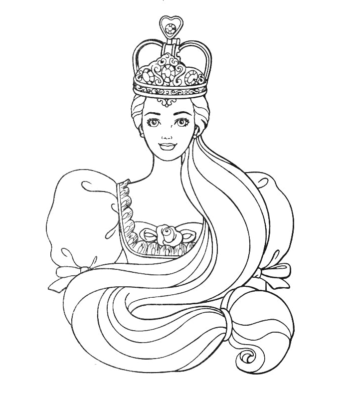 Coloriage d'une princesse entourée d'éléments royaux