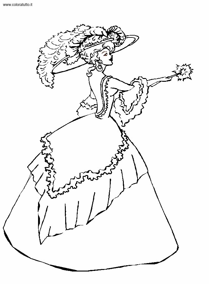 Coloriage d'une princesse dans un jardin fleuri