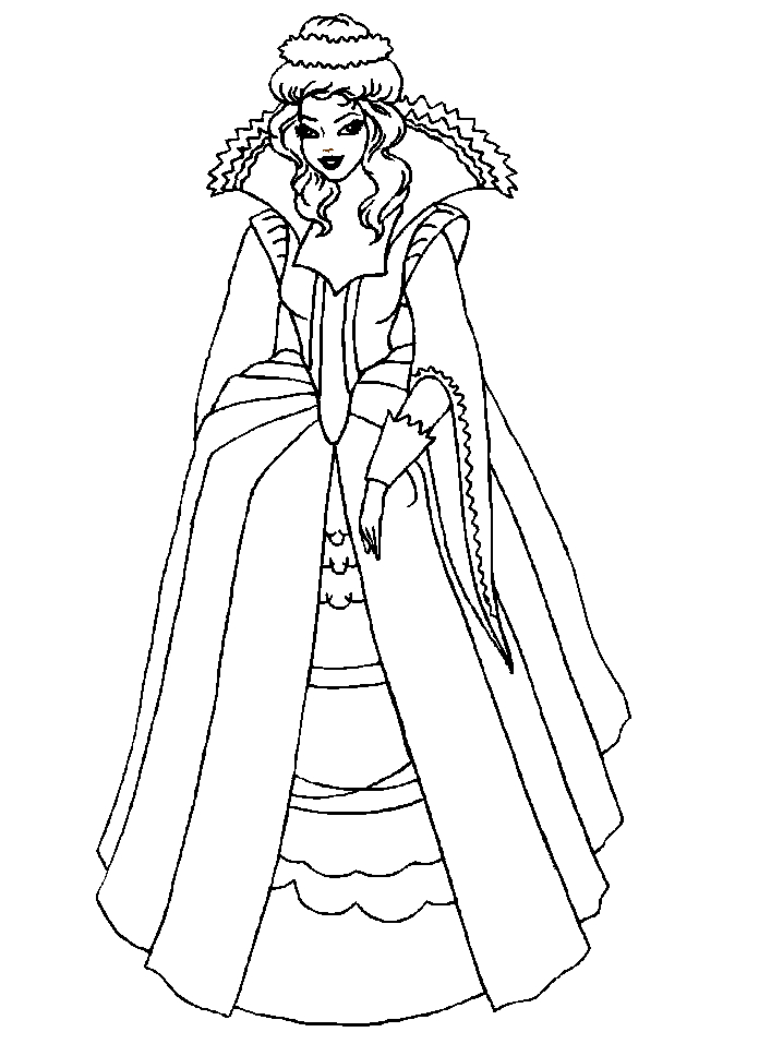 Coloriage d'une princesse sous un arbre avec des oiseaux
