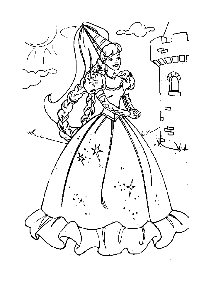 Coloriage d'une princesse dans un décor royal Coloriage d'une princesse dans un décor royal