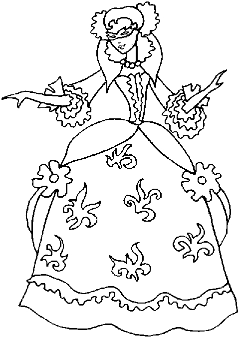 Coloriage d'une princesse dans un jardin fleuri