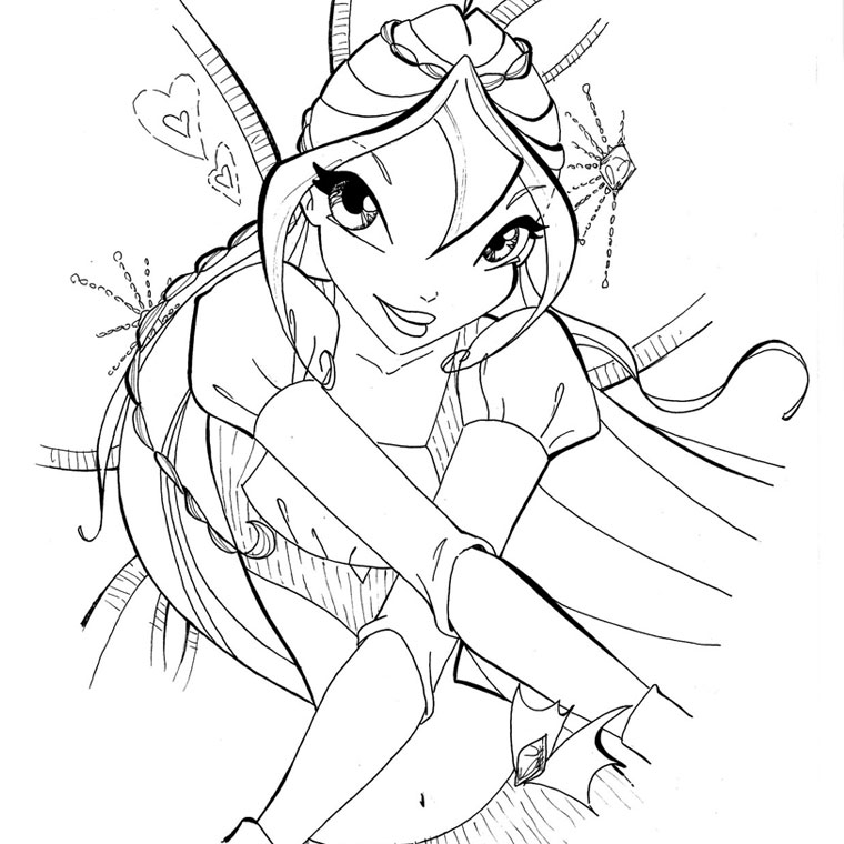 Coloriage d'une princesse dans un jardin luxuriant