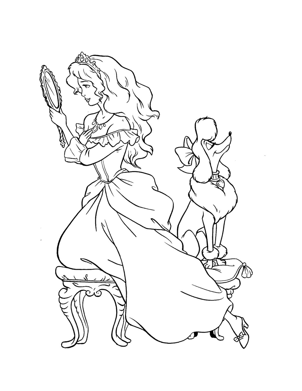 Coloriage d'une princesse dans son royaume avec des éléments naturels