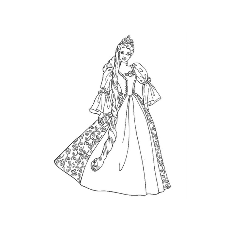 Coloriage d'une princesse avec un château en arrière-plan