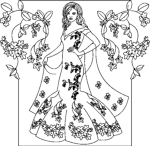 Coloriage d'une princesse élégante dans un décor de château Coloriage d'une princesse élégante dans un décor de château