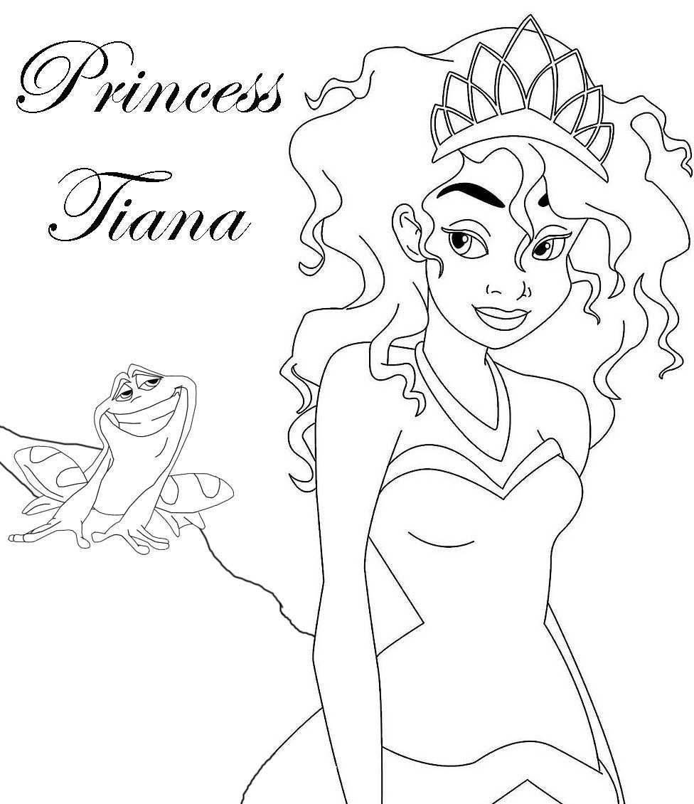 Coloriage d'une princesse dans une pose gracieuse au milieu de la nature