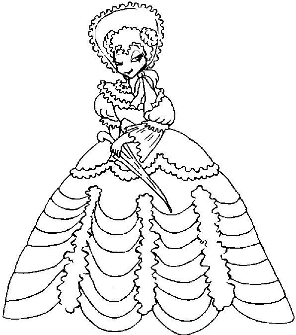 Coloriage d'une princesse dans un décor de château