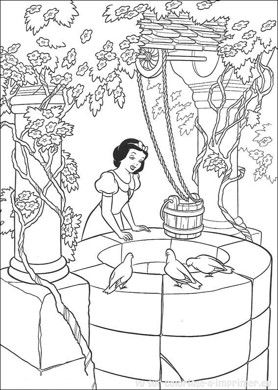 Coloriage d'une princesse dans un jardin enchanteur