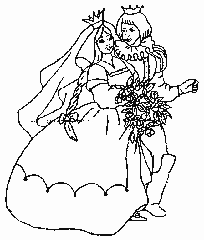 Coloriage d'une princesse dans un jardin enchanteur