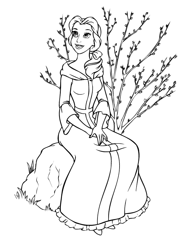 Coloriage d'une princesse dans un jardin fleuri