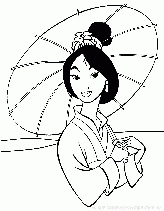 Coloriage d'une princesse dans un décor de château