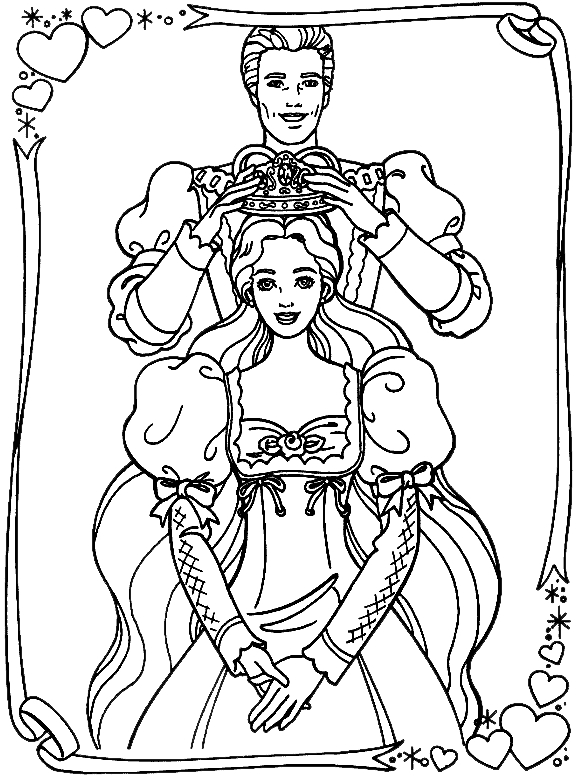Coloriage d'une princesse dans son palais avec des éléments décoratifs
