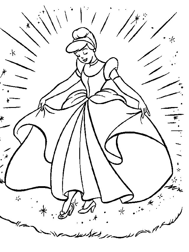 Coloriage d'une princesse dans un cadre naturel