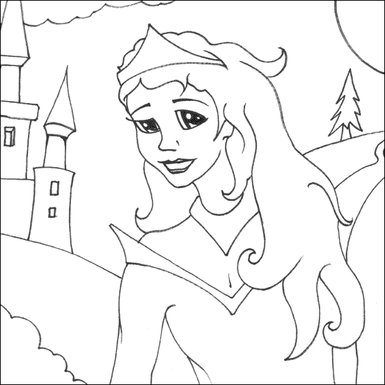 Coloriage d'une princesse dans un jardin fleuri