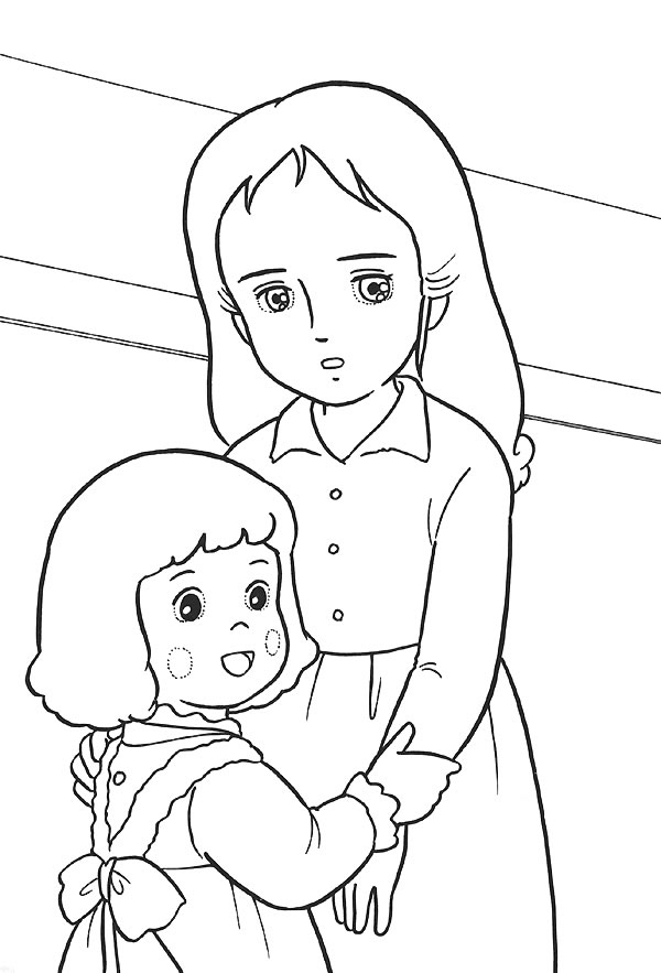 Coloriage d'une princesse dans un décor naturel