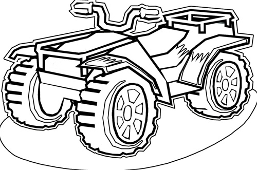Coloriage d'un quad en pleine aventure tout terrain