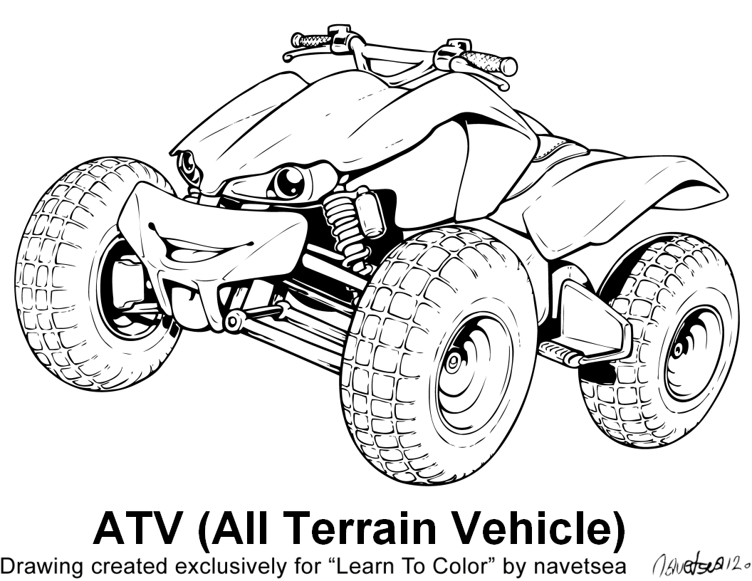 Coloriage d'un quad tout-terrain dans un paysage naturel
