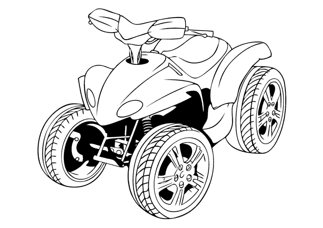 Coloriage d'un quad vtt sur un chemin en pleine nature