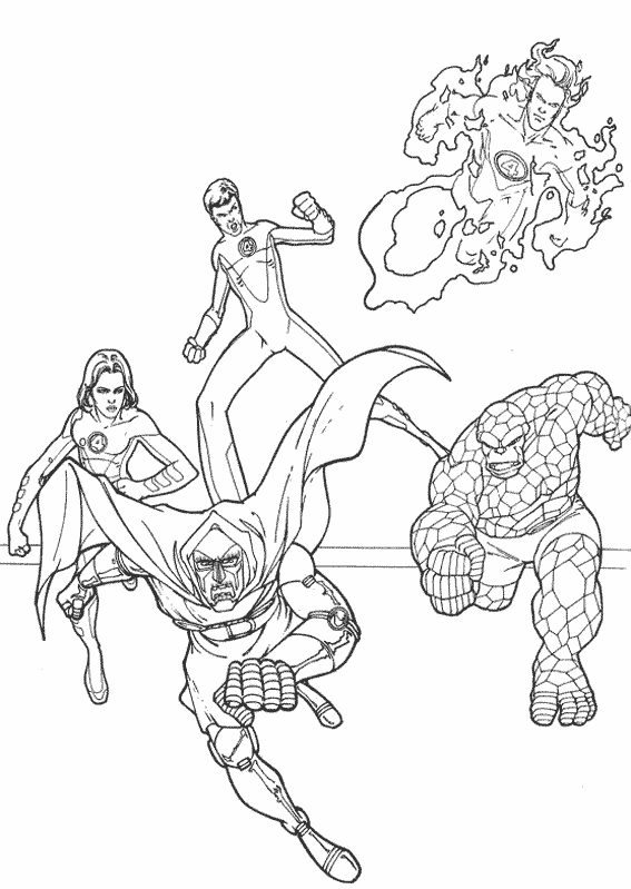 Les Quatre Fantastiques en pleine action face à un ennemi menaçant