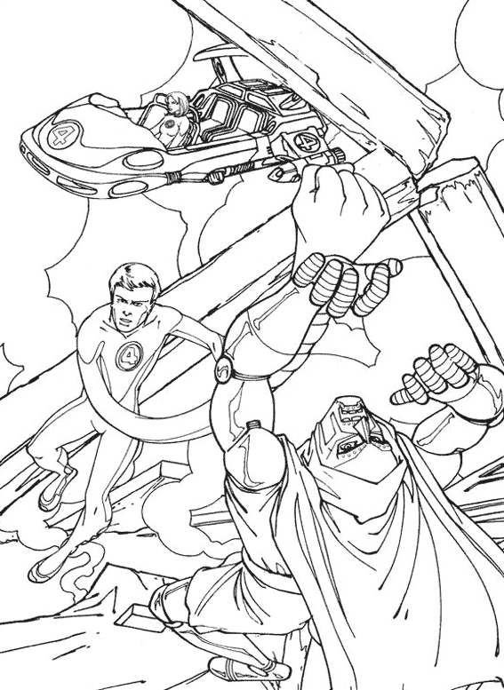 Les Quatre Fantastiques en pleine action dans un combat dynamique