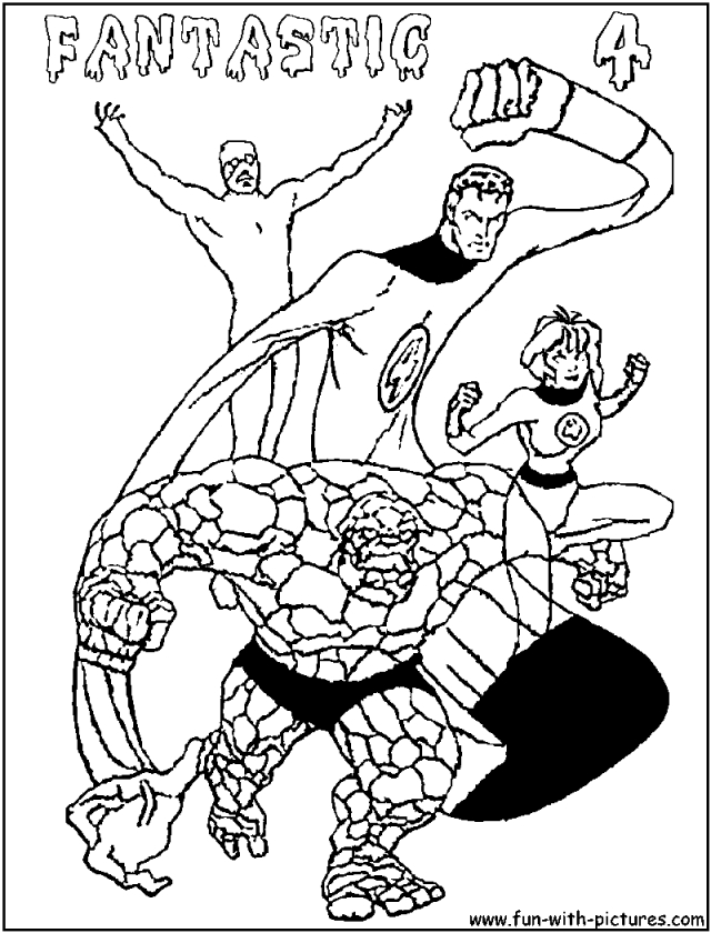 Les Quatre Fantastiques en pleine action sur un fond dynamique