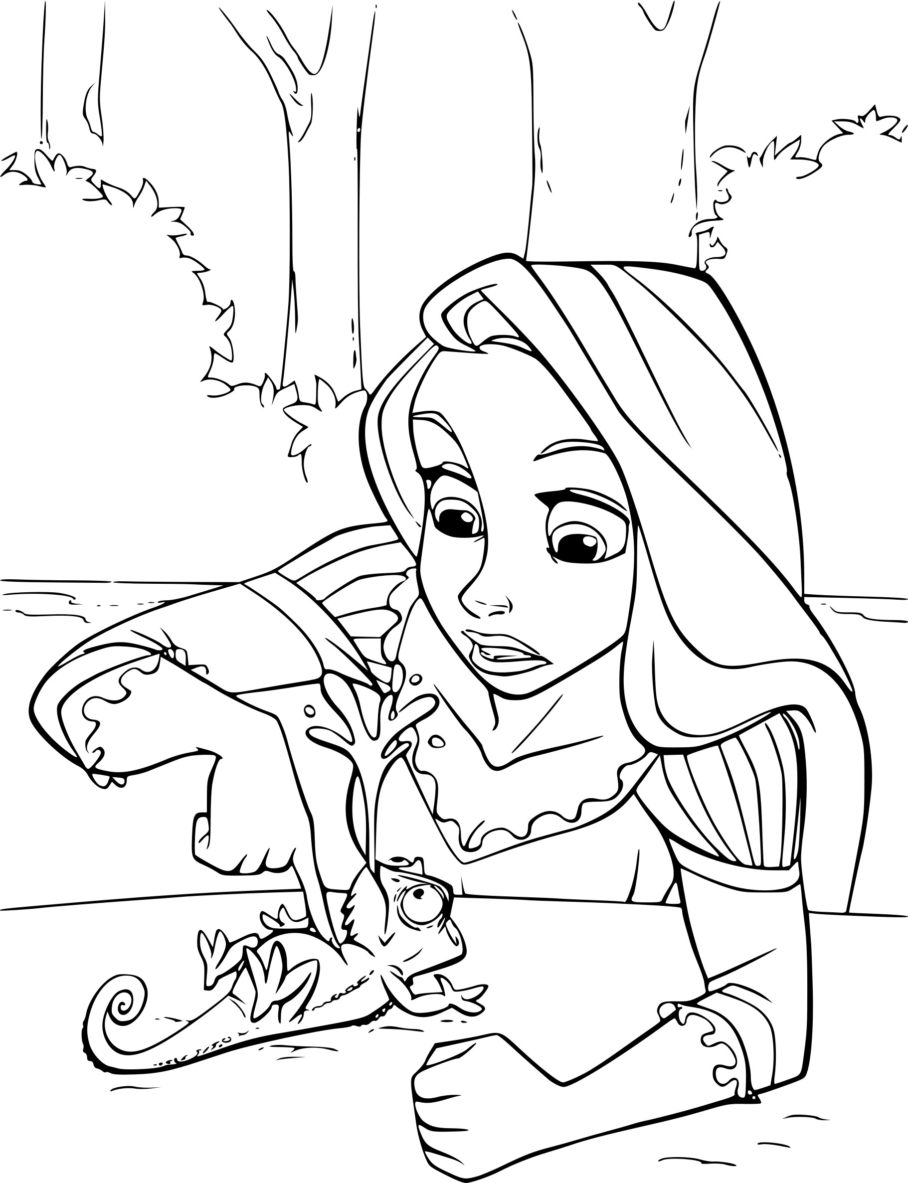 Raiponce dans sa tour entourée de nature