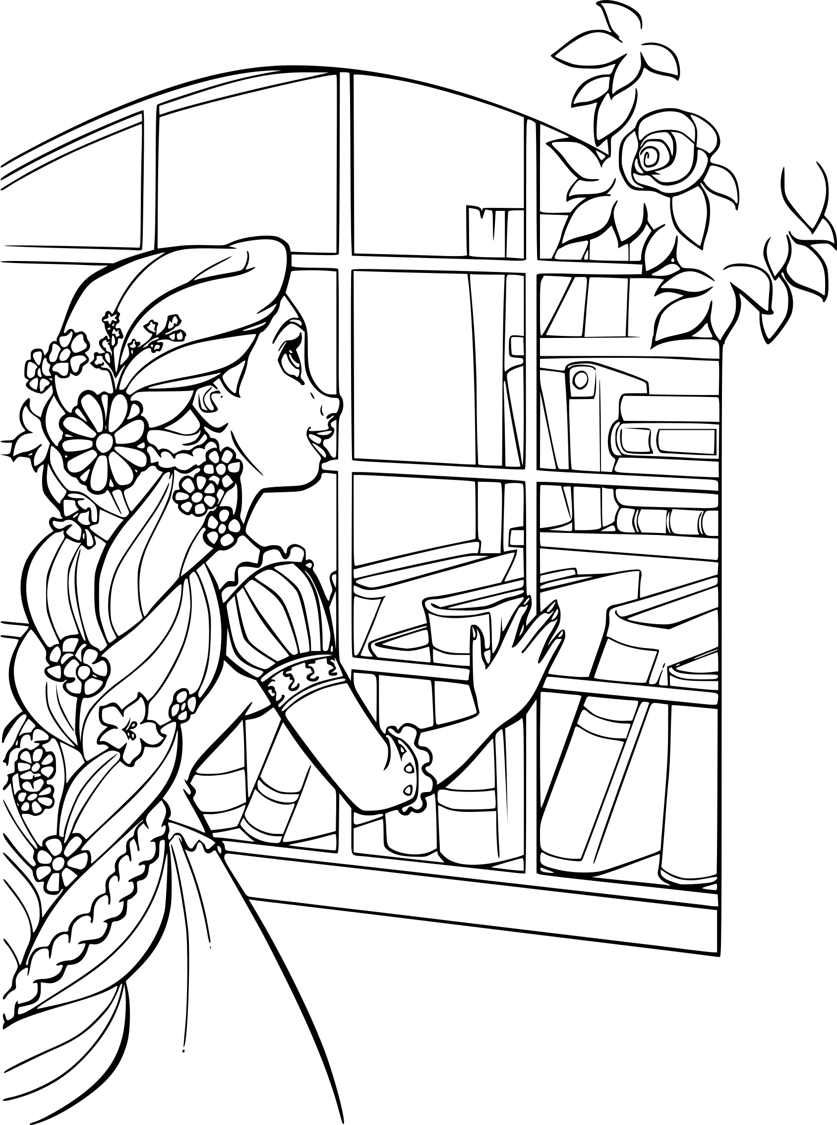Raiponce et son compagnon dans un jardin luxuriant