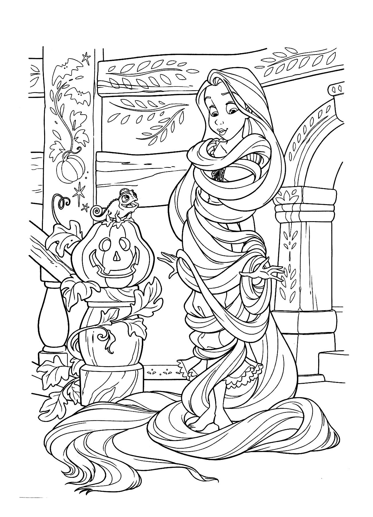 Raiponce et son compagnon dans un jardin luxuriant