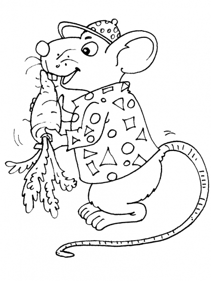 Coloriage d'un rat curieux explorant un environnement naturel