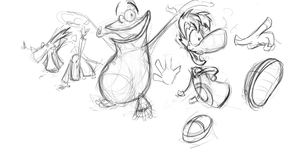 Rayman en pleine action sur un fond coloré