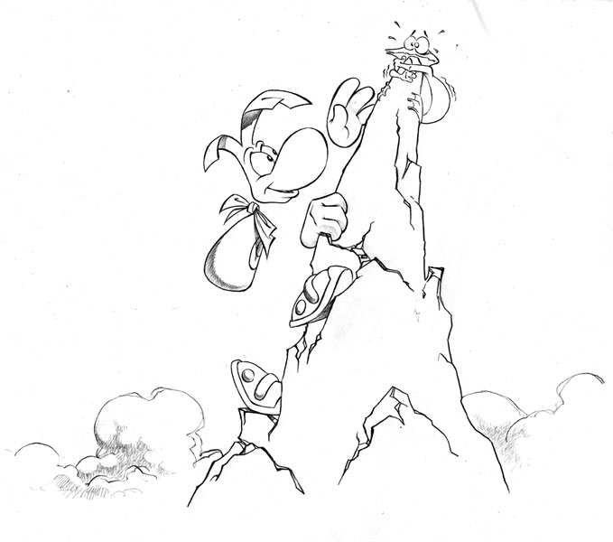 Rayman en pleine action dans un monde coloré