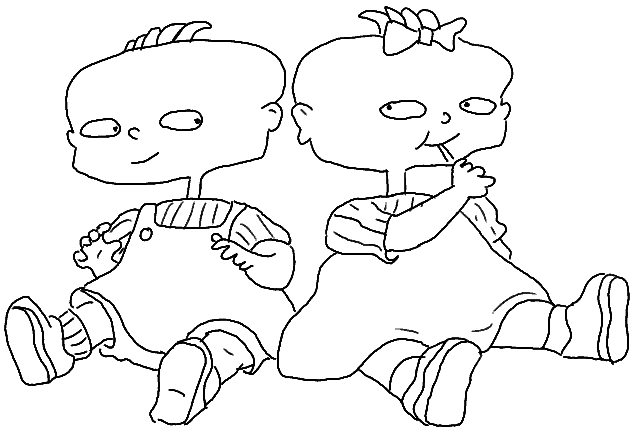 Coloriage de Razmoket jouant dans un jardin ensoleillé