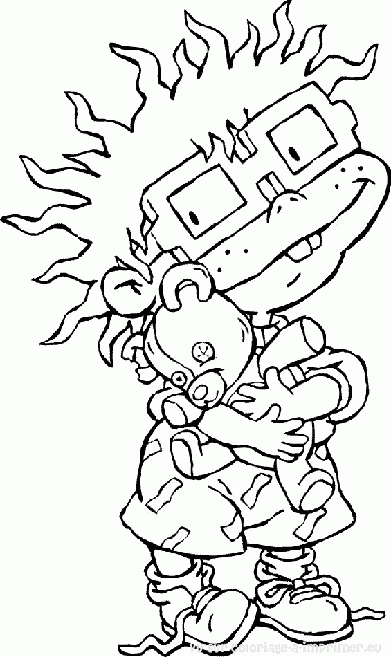 Coloriage des Razmoket jouant dans un jardin coloré