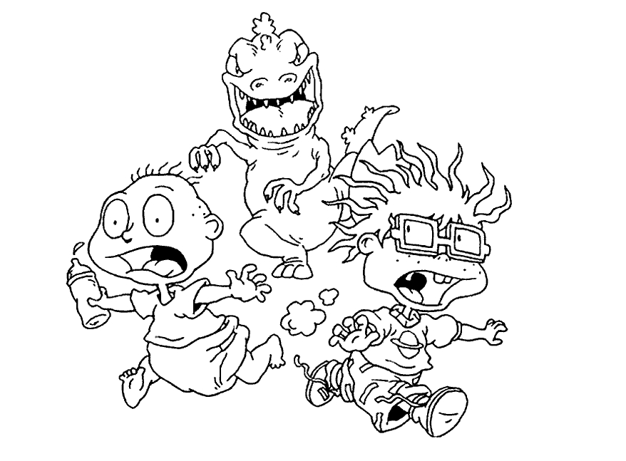 Coloriage des Razmokets jouant dans un jardin