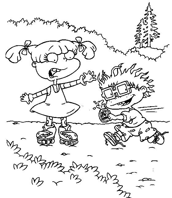 Scène de coloriage des Razmoket en pleine aventure